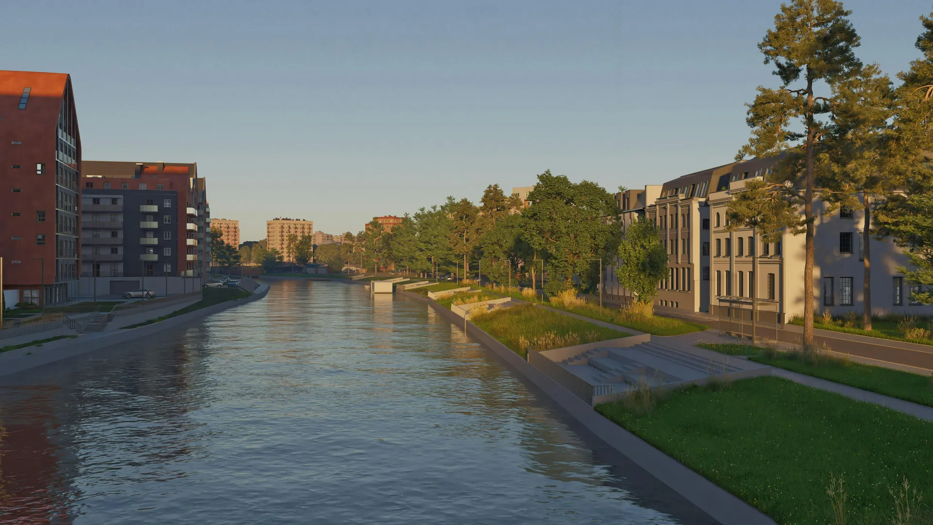 Entorno junto al río Motława - proyecto Kamienna